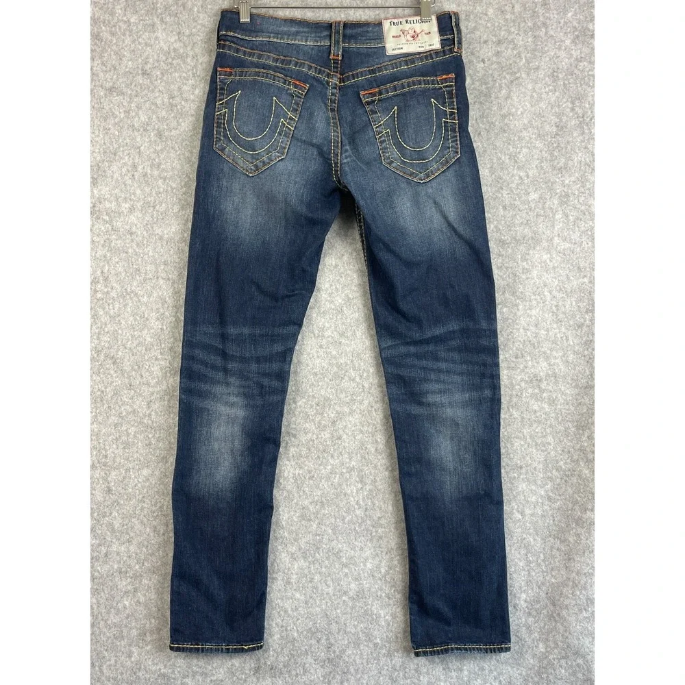 True Religion Geno Relaxed Slim Jeans Mens 31x32 Dark Wash Faded Denim